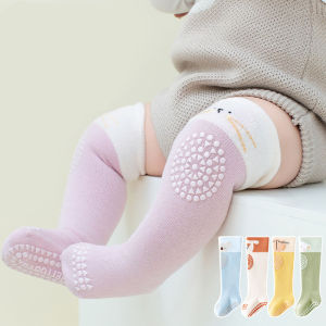 1 Pair Toddlers Knee High Socks Girl Boy Non Slip with Grips Anti Skid Socks Newborn Infant Indoor Floor Crawling Tube Stockings