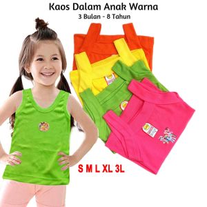 paket 1 lusin/12pcs kaos dalam anak perempuan motif sablon kaos singlet tengtop anak cewe