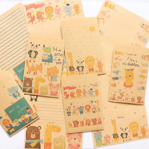 Animal Paradise Letterhead Stationery Set Kraft Paper Cartoon Simple Cute Colored Envelopes Growth Album Love Letter