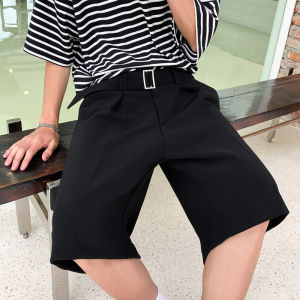 Quần Short Công Sở Màu Trắng Có Dây Đeo Lưng Quần Short Nam Dáng Rộng Cạp Vừa Mùa Hè Thường Ngày Quần Short Nam Màu Trắng