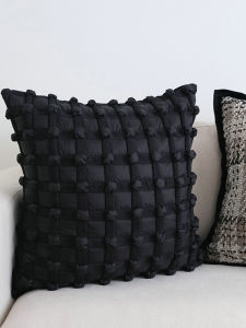 Luxurious Black Bubble Pattern Sofa Pillow Cover with Core Backrest Cushion Sample Room Design Square Home Decorative Pillow