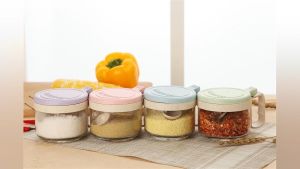 🔥FAST SHIPPING🔥 Glass Transparent Spice Jar | Seasoning Box Set Kitchen Container Condiment Jars Cruet