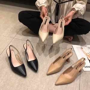 เชิด สูงรัดข้อเท้า สูงเจ็ดเซ็น ปลายแหลม. รองเท้าทำงานสตรีส้นสูงกันลื่น | สมบูรณ์ & สมัคร