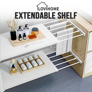 SG Extendable Shelf Wardrobe Shelf Adjustable Nail-Free Shelves Divider Closet Cabinet Partition Storage Organizer Organiser Rack Shelf For Clothes Bookshelf With Adjustable Shelf - Lazada