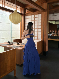 VENUIE | Strapless Slim Fitting Beach Resort Long Evening Dress