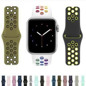 สายคล้องกีฬาสําหรับ Apple Watch Band Series 10 42 มม.46 มม.45 มม.49 มม.44 มม.40/41 มม.สร้อยข้อมือซิลิโคน Correa iWatch Ultra 9 8 SE 7 6 5 4