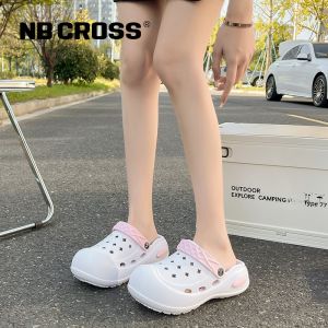 NB CROSS | NB Cross 2025 New Womens Summer Outdoor Sandals Open-Toe Slip-On Beach Shoes Comfortable Wearing EVA Flat Heel Youth Footwear