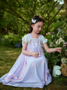 Purcotton | New Style Han Chinese Cotton Embroidery Girls Dress