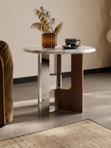 Minimalist Marble Round Side Table Portable