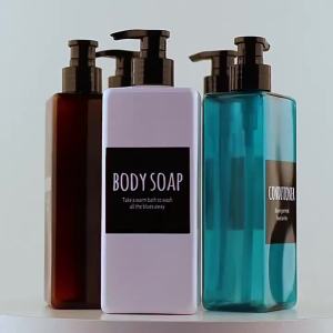 3Pcs 17.6 UK FL OZ 3 PCS Soap Dispenser with Pump and Waterproof Labels Refillable Shampoo and Conditioner Bottles
