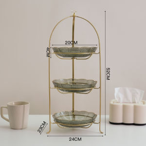 ชามผลไม้หลายชั้นหรูหรา ชามขนม ชามของดื่ม ชามขนมปัง ชามผลไม้ระดับไฮเอนด์ ตกแต่งหน้ารับแขก