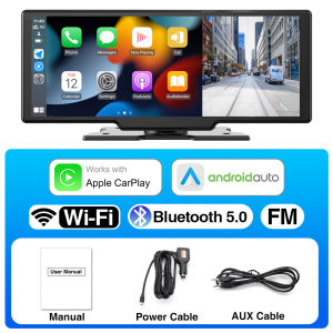Grandnavi | 10 inch Car DVR 4K Dash Cam Dual Lens Wireless Carplay & Android Auto Video Recorder Monitor GPS Navigation 5G Wifi FM AUX