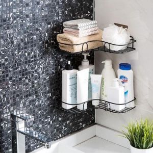 36"ชั้นวางเข้ามูม ที่วางของเข้ามูมสามเเหลียมชั้นวางของในห้องน้ำ ไม่ต้องเจาะผนัง ชั้นวางของในห้องน้ำชั้นวางของติดผู้ให้มูม