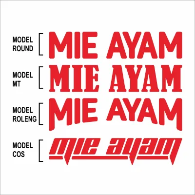 stiker mie ayam MERAH gerobak dorong kaca cutting skotlet lesnar etalase
