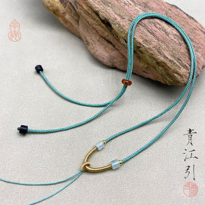 Handmade Tibetan Agate Jadeite Pendant Necklace Cord Safe Buckle Guanyin Xianli Tianzhu Jade Pendant Cord Fashion Jewelry