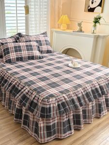 Váy Giường Cotton Giặt Được Pure Cotton Dustproof Non-slip Single Piece Bed Skirt Double Bed Cover Three-piece Set