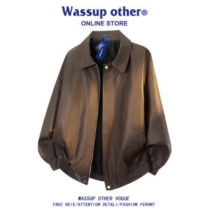 American Vintage Biker Loose Leather Jacket Men Couples