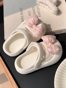 XIXITIAO | Fine Straps Bowknot Pink Sweet Style Kids Clogs