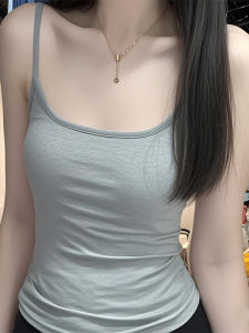 Áo Ba Lỗ Cotton Nguyên Chất Có Đệm Ngực Cho Nữ Mùa Hè 2025 Áo Ba Lỗ Cổ Chữ V Màu Trơn Thường Ngày Cho Nữ