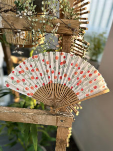 Quạt Giấy Bong Bóng Tươi Mới Xuân Phong Cách Nữ Tính Dễ Thương Quạt Di Động Táo Bạo Họa Tiết Hoa Tulip Dùng Hàng Ngày Quạt Giấy Thắt Lưng Hình Chữ Nhật