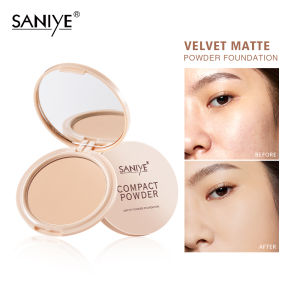 SANIYE Oil Control Wajah Bedak Padat Full Coverage Compact Powder Velvet Powder Concealer Foundation Tahan Lama Wajah R5006