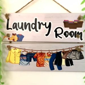 TENNESY Hiasan Dinding Gantungan Tali Laundry 2 Susun 30x20CM Pajangan Aesthetic Dekorasi Dapur