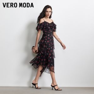 Vero Moda | Đầm Xếp Ly Hoa Cổ Điều Chỉnh Dễ Thương