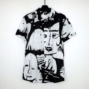 KEMEJA PRIA/WANITA/SPOON/BAHAN KATUN KAOS/MOTIF SKULL HITAM PUTIH