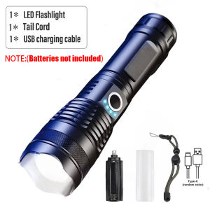 ESMARTER | High Power XHP70 LED Flashlight Type-C Rechargeable Aluminum Alloy Zoom Torch Hand Lantern for Camping Outdoor Emergency