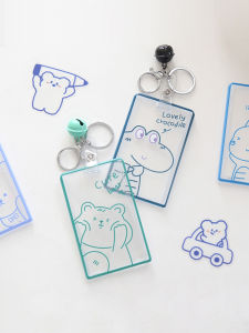 Transparent Card Holder Student Campus Access Bus Meal Card Keychain Work ID Protection Cover Hard Shell Meal Card School Card Waterproof Cardbus Card Protective Film Card Holder