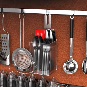 TEMPAT WADAH ALAT PENYIMPAN PENYIMPANAN SIMPAN PERALATAN DAPUR MASAK MAKAN SENDOK GARPU PISAU SUMPIT PISAU SPATULA CENTONG KOTAK ACRYLIC AKRILIK GANTUNG ORGANIZER ORGANISER CUTLERY HOLDER ESTETIK KEKINIAN ELEGAN MODERN BENING TRANSPARAN CLEAR POLOS PLAIN
