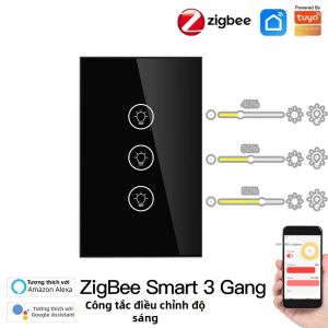MOES | Công Tắc Điều Chỉnh Độ Sáng Đèn Đa Gang Thông Minh ZigBee 1/2/3 Gang Điều Khiển Độc Lập Qua Ứng Dụng Tuya Hoạt Động Với Alexa Google Home Chất Liệu Nhựa