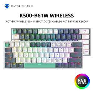 MACHENIKE K500-B61W Wireless Mechanical Keyboard 60% ANSI Layout Hot-swappable Tri-mode RGB Wireless Gaming Keyboard For Gamers