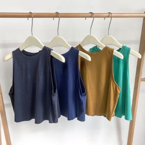 เสื้อกั๊กโยคะแห้งเร็วสำหรับผู้หญิง ทรงหลวม แขนกุด ออกกำลังกาย วิ่ง ฟิตเนส ลำลอง ฤดูร้อน เสื้อยืด คอตตอน โพลีเอสเตอร์