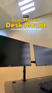 SAINTVILLA Dual Monitor Arm Stand Adjustable Gas Spring Lift Support Bracket for 17-32 Inch Screens Desk Mount Full Motion Swivel Base