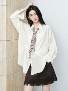 PEACEBIRD | Bamboo Linen Blend Long Sleeve Pinched Waist Shirt