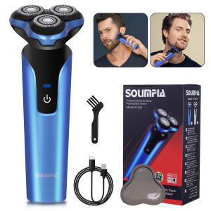 Solimpia Beard Shavers for Men Electric Razor Cordless USB Rechargeable Triple Blades Shaver Electric Shaver Waterproof FK-373