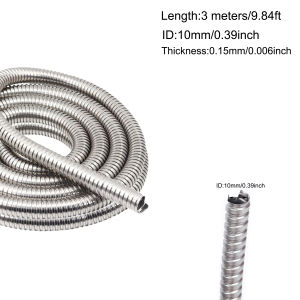 3Meter 304 Stainlesss Steel Corrugated Pipe Tube Flexible Plumbing Wire Line Cable Conduit Protect Hose Tube 4/6/8/10/13/16/20mm