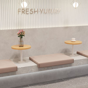 Modern Minimalist Milk Tea Shop Cafe Internet Celebrity Wall-Mounted Small round Table Wall-Mounted Table Heytea Booth Table