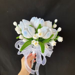 Set tự làm bó hoa tulip kẽm nhung handmade làm hoa cưới hoa cắm lọ hoa bó