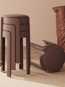 Thickened Plastic Short Stool Vintage Style Home Living Room Restaurant Backup Chair Durable Stackable Adult round Stool