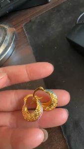 4 pairs 14k Bangkok gold earrings Three Colors Mixed