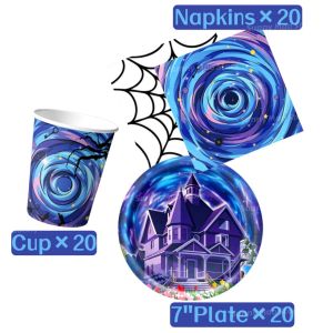 Hasbro | Coraline Birthday Party Supplies Kit Cartoon Tableware Set with Paper Plates Cups Napkins for Baby Shower Girls Party Decoration