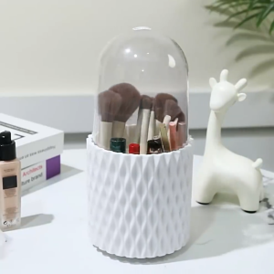 Rak Kosmetik Putar / Rak Makeup Kosmetik Acrylic Tempat Brush Makeup Dengan Tutup CF K145