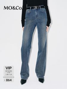 MO&Co. | Elastic Flare Bottom Straight Jeans