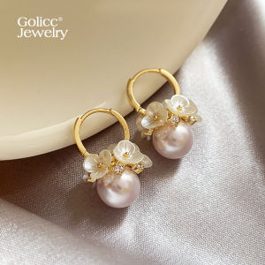 golicc | Bông Tai Đẹp Elegance Hoa Văn Ngọc Trai