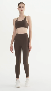 Bộ đồ tập yoga gym B35 mút may liền Nude Cross Back hàng Quảng Châu cao cấp set tập gym yoga vải co giãn thấm hút