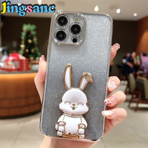 Jingsanc cho iphone 15 pro max 15 14 13 12 11 xs x xr 7 8 se 6 6s pro max cộng với mini + se 2020 vỏ điện thoại với giá đỡ thỏ ốp long lanh mềm mại mạ màu gradient Y27-3 vỏ chống sốc bảo vệ máy ảnh