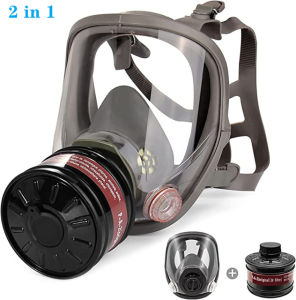 Full face respirator - mask with 40 mm gas filter canister for industrial gases chemical polishing welding spraying Gas mask