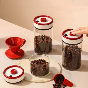 Coffee sealed jar negative pressure vacuum jar glass storage jar tea grains and miscellaneous grains storage jar